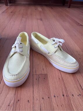 Sperry Sequin Pale Yellow Canvas Boat Shoes
